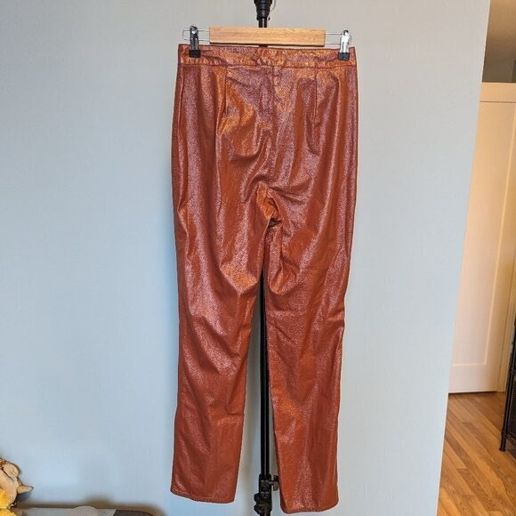 Wilfred Aritzia Tempest Brown Slim Fit Vinyl Pants - Picture 3 of 11